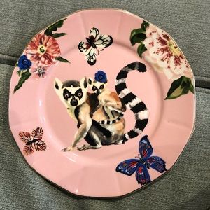 Retired Anthropologie large salad / desset plate - Lemur floral butterfly
